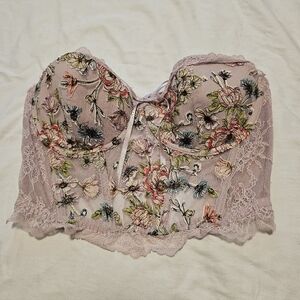 Victoria's Secret Dream Angels floral lace corset bustier top.